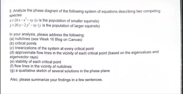 Solved Analyze the phase diagram of the following system of | Chegg.com