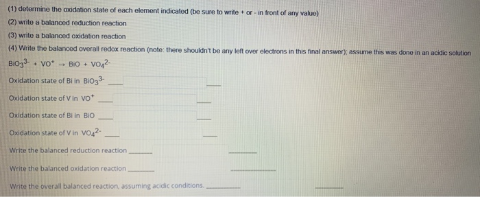 Solved (1) determine the oxidation state of each element | Chegg.com