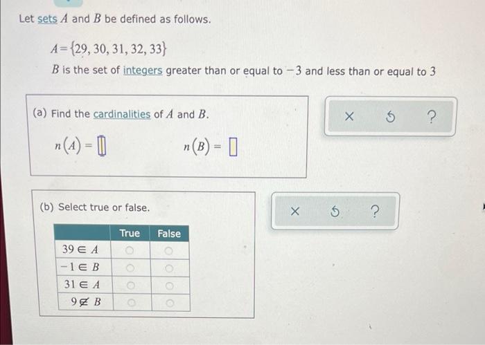 Solved Let Sets A And B Be Defined As Follows. A={29, 30, | Chegg.com