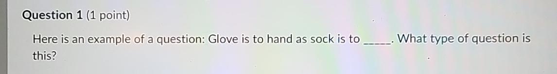 Solved Question 1 (1 ﻿point)Here is an example of a | Chegg.com