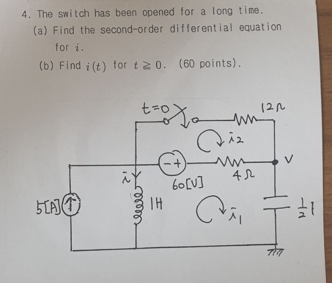 Solved 4. The switch has been opened for a long time. (a) | Chegg.com