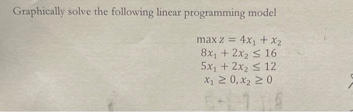 Solved Graphically Solve The Following Linear Programming | Chegg.com ...