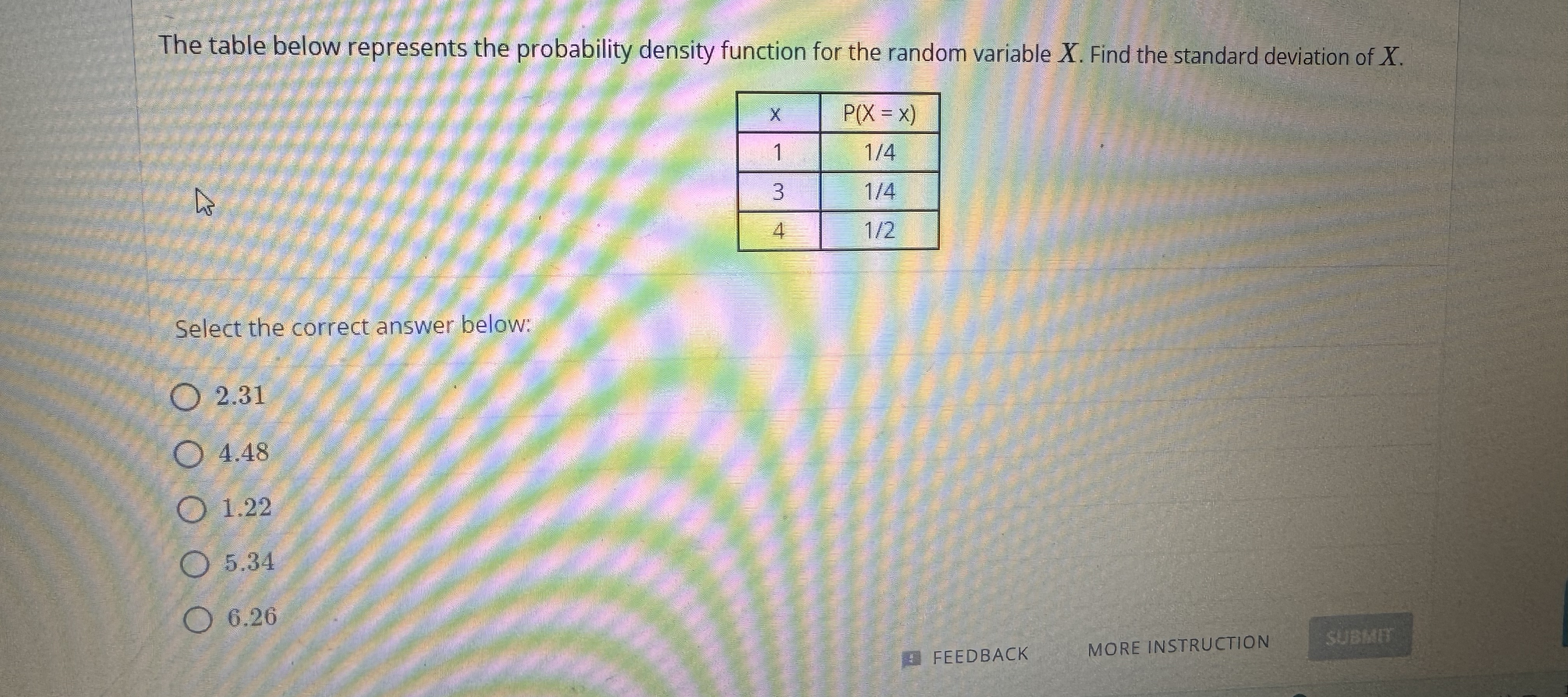 Solved The table below represents the probability density | Chegg.com