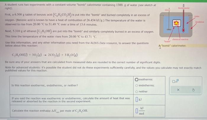 solved-a-student-runs-two-experiments-with-a-constant-volume-chegg