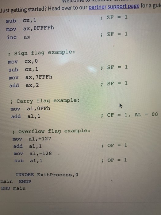 P 4.3 Implement the Zero Flag example, Sign flag