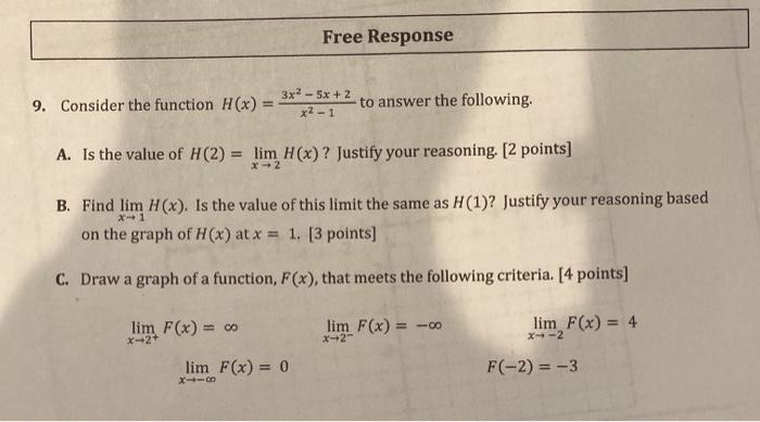 Solved Free Response 9 Consider The Function H X 3x2 5x Chegg Com