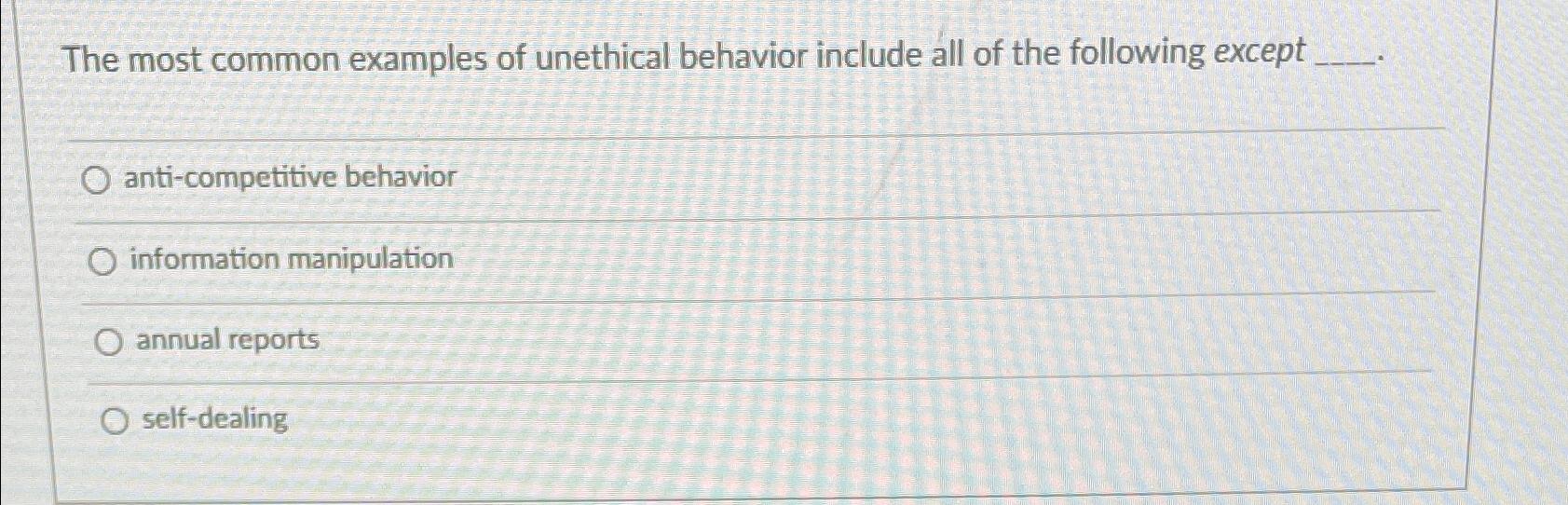 Solved The most common examples of behavior