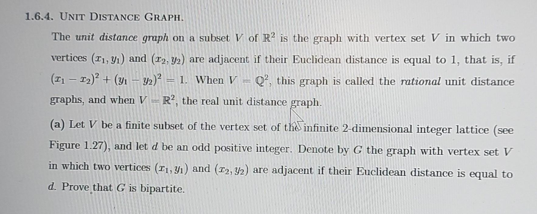 Solved 1.6.4. UNIT DISTANCE GRAPH. The unit distance graph | Chegg.com