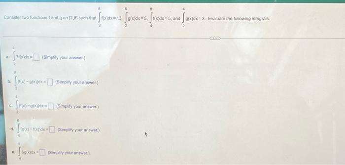 Solved Consider two functions f and g on [2.8] such that | Chegg.com