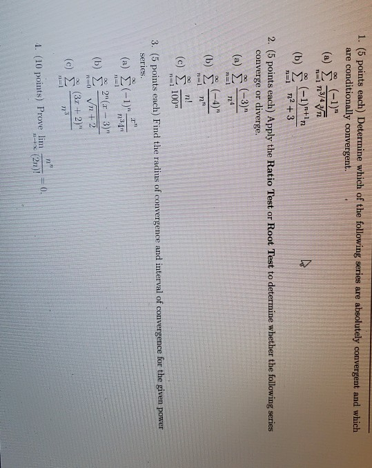Solved 1. (5 points each) Determine which of the following | Chegg.com