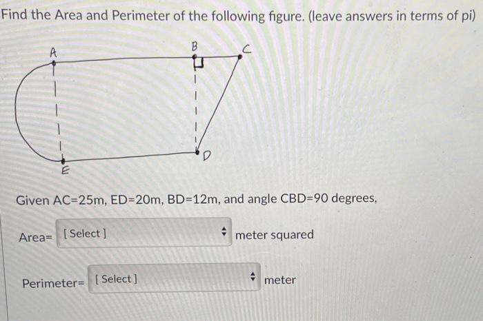 Solved Find The Area And Perimeter Of The Following Figure. | Chegg.com