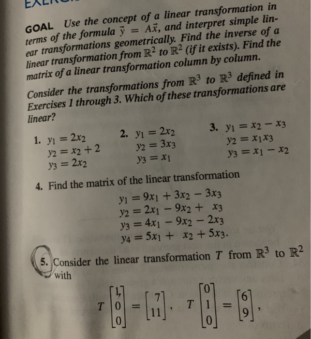 Solved 5. Consider the linear transformation T from R3 to R2 | Chegg.com