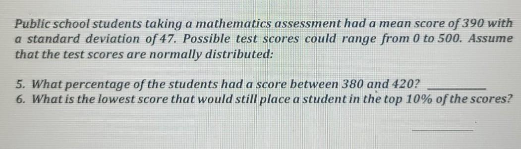 Solved Public School Students Taking A Mathematics 