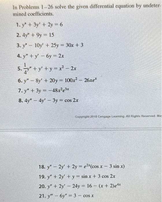 Solved In Problems 1-26 solve the given differential | Chegg.com