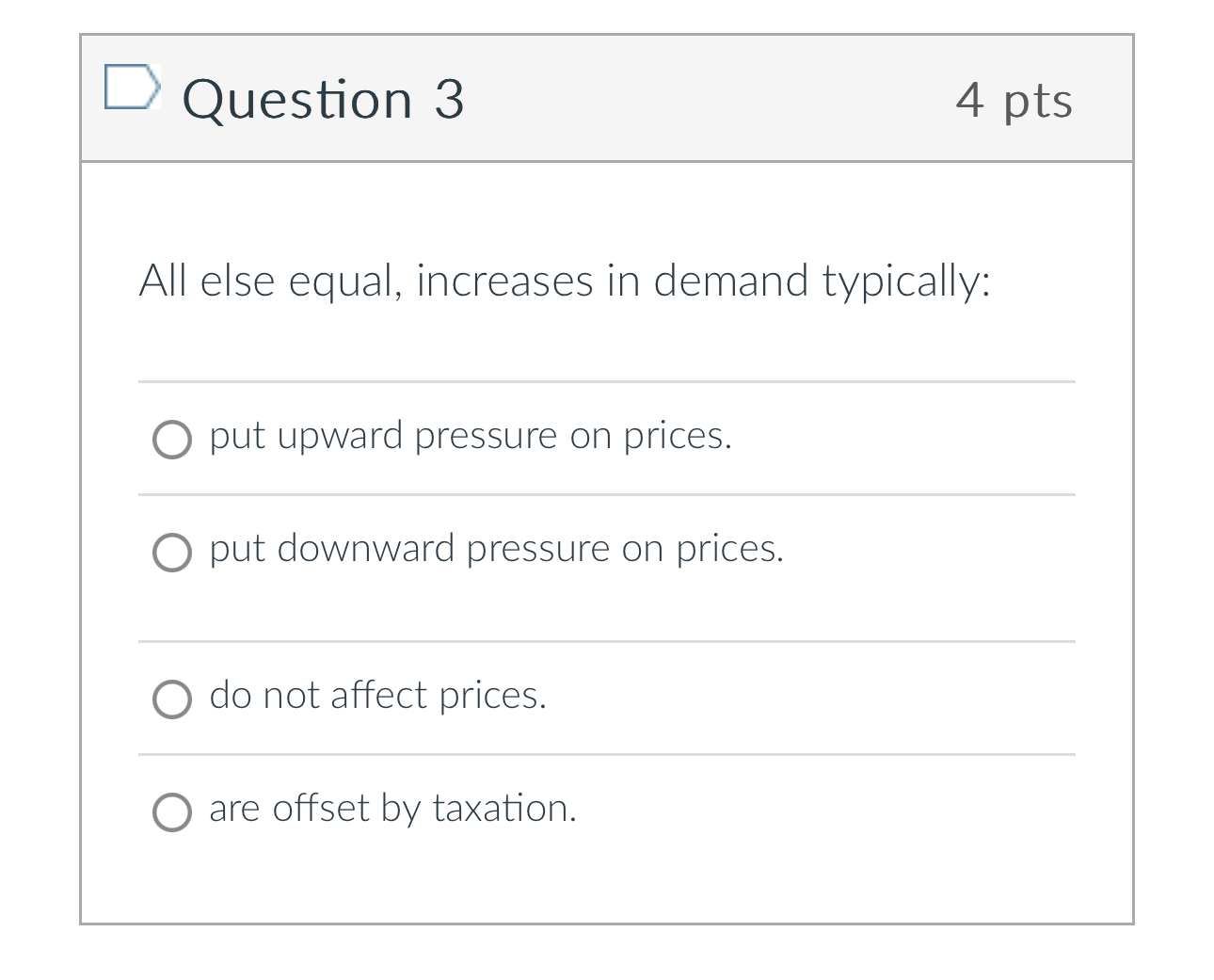 Solved Question 34 ﻿ptsAll else equal, increases in demand | Chegg.com
