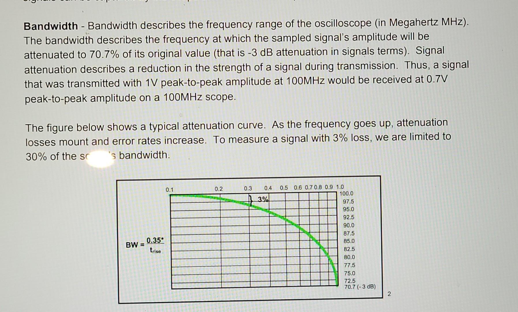 Solved Bandwidth - Bandwidth describes the frequency range | Chegg.com