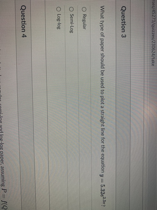 Solved Question 1 What type of paper should be used to plot | Chegg.com