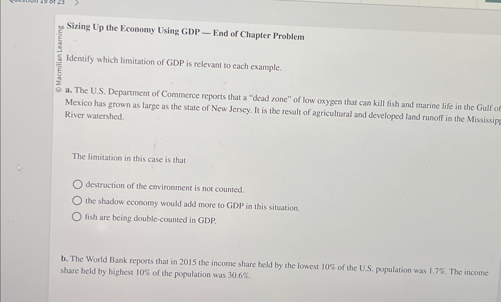 Solved Sizing Up the Economy Using GDP - ﻿End of Chapter | Chegg.com