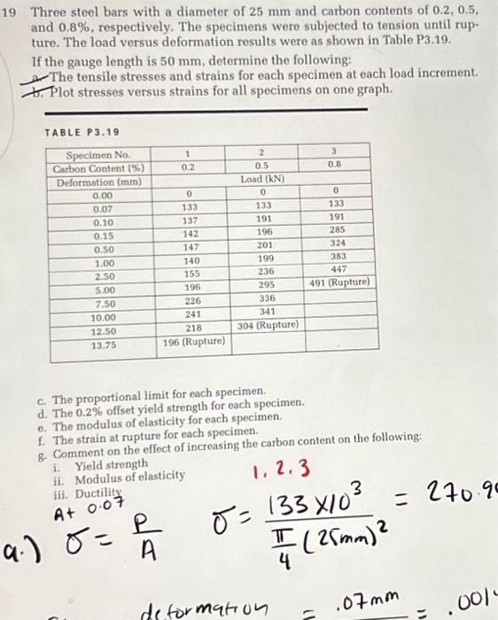Solved 9 Three steel bars with a diameter of 25 mm and