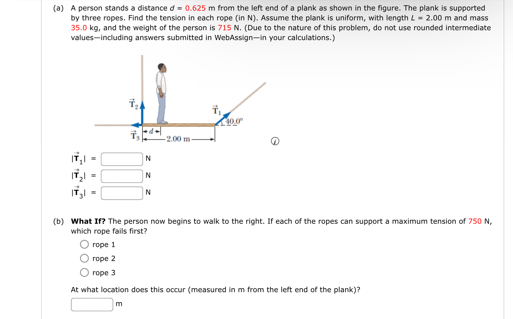 Solved (a) ﻿A person stands a distance d=0.625m ﻿from the | Chegg.com