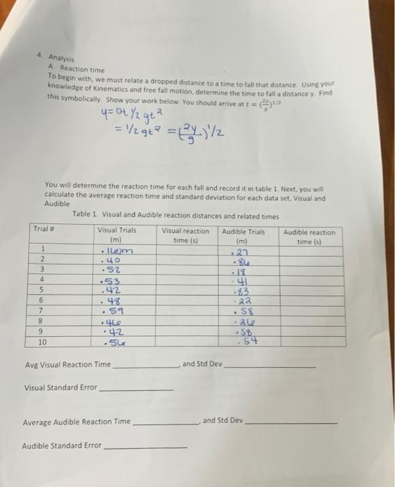 Solved can someone help me calculate the reaction time ln