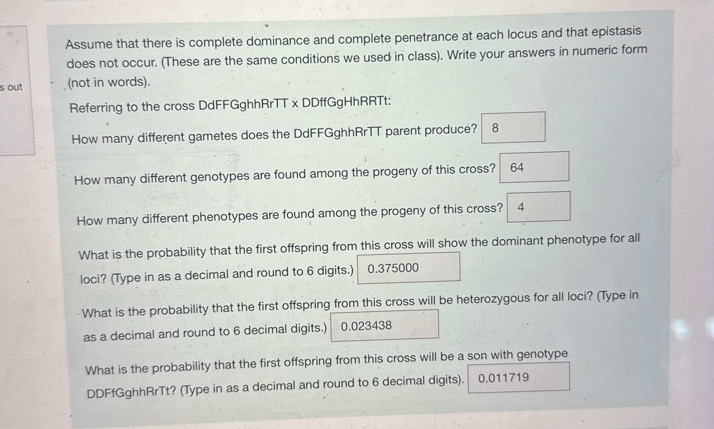 Solved Assume that there is complete dominance and complete | Chegg.com