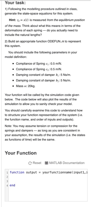 Solved The system: Consider the unforced double mass-spring | Chegg.com
