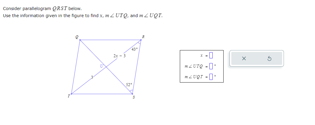 Solved Consider Parallelogram Qrst ﻿belowuse The 9861