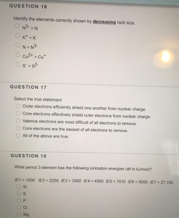 Solved QUESTION 16 Identify the elements correctly shown by | Chegg.com