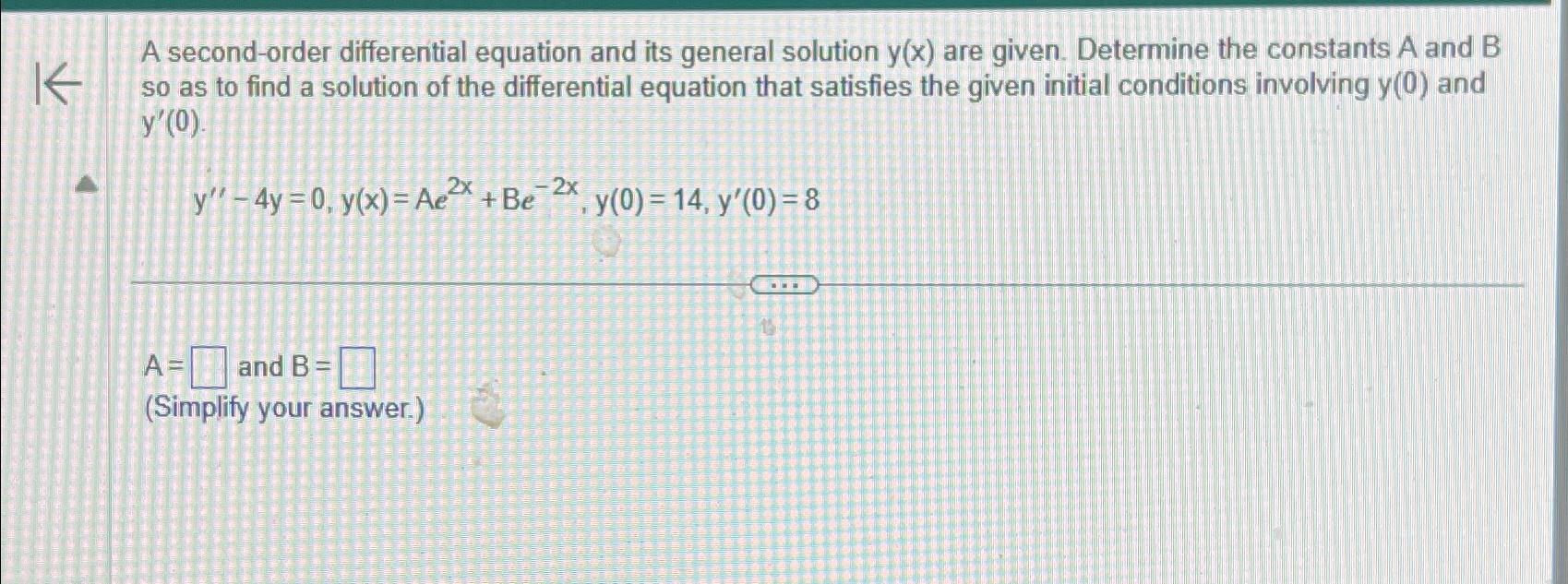 Solved A Second Order Differential Equation And Its General 3705