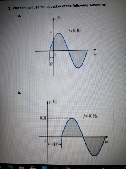 Solved 2. Write the sinusoidal equation of the following | Chegg.com