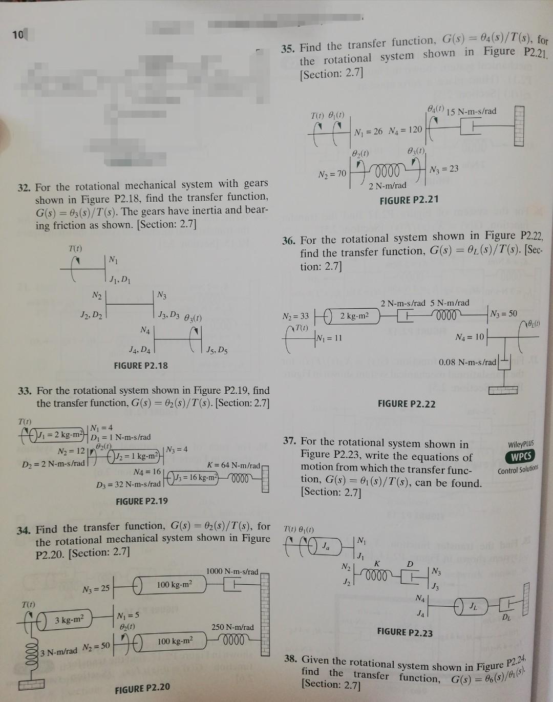 Solved the rotational system shown in Figure P2.21. 38. | Chegg.com