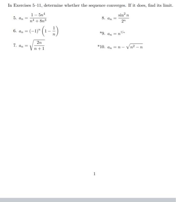 Solved Calculus2: In Exercises 5–11, determine whether the | Chegg.com
