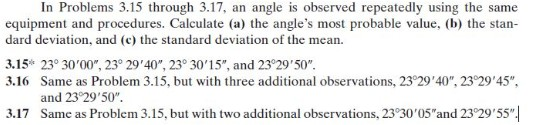 Solved In Problems 3.15 through 3.17, an angle is observed | Chegg.com