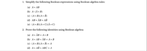 Solved Simplify the following Boolean expressions using | Chegg.com