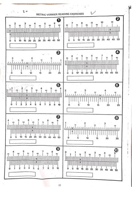 Solved 2 V METRIC VERNIER READING EXERCISES 2 o 11 5 10 40 Chegg