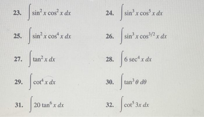 Solved Practice Exercises 9–61. Trigonometric integrals | Chegg.com