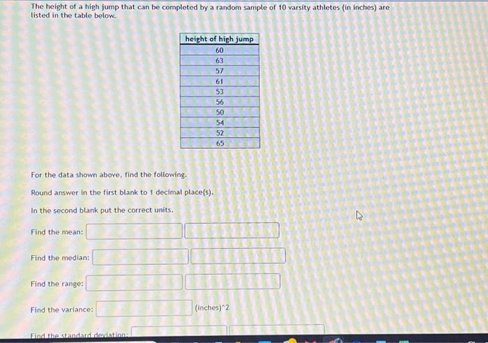 Solved The height of a high jump that can be completed by a | Chegg.com