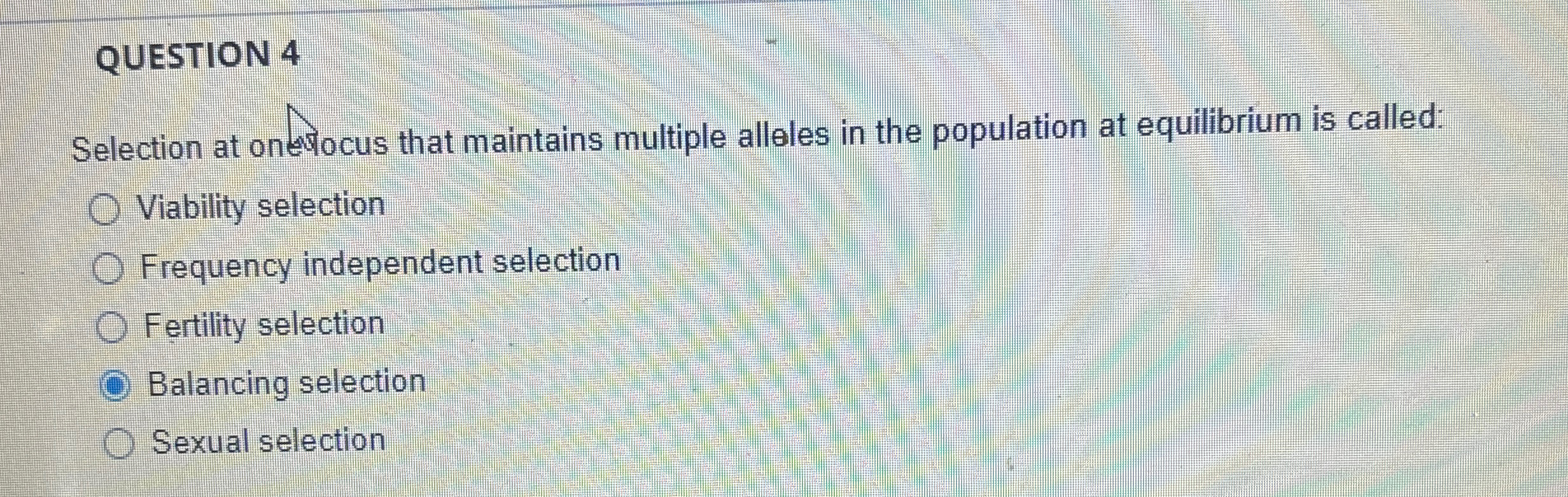 Solved QUESTION 4Selection at ondocus that maintains | Chegg.com