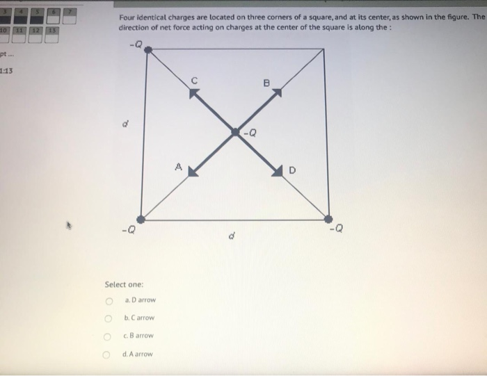 Solved Four identical charges are located on three corners | Chegg.com
