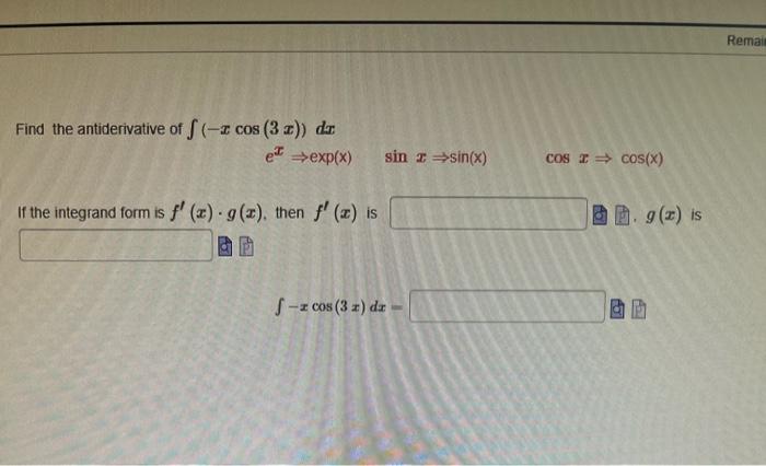 Solved Find The Antiderivative Of F X Cos 3x Dr E¹