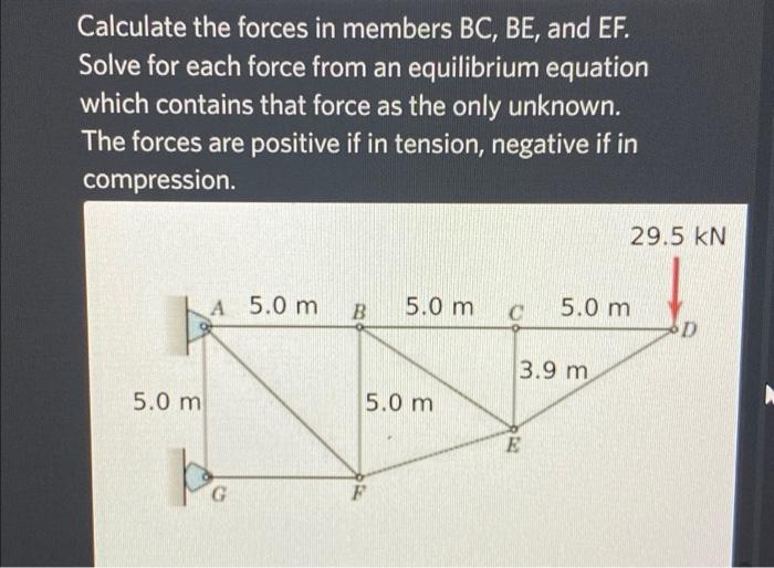 Solved Calculate The Forces In Members BC, BE, And EF. Solve | Chegg.com