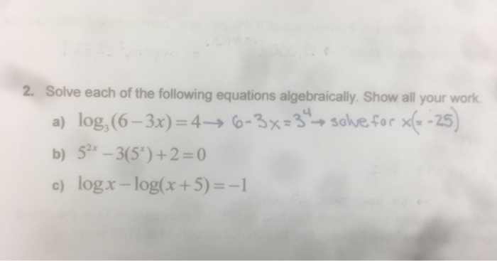 Solved 2. Solve each of the following equations | Chegg.com