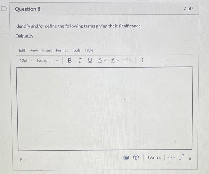Solved Question 8 2 pts Identify and/or define the following | Chegg.com