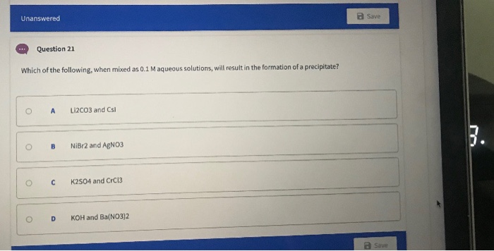 Solved Unanswered Save Question 19 Consider the reaction: | Chegg.com