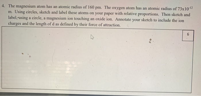 Solved 4. The magnesium atom has an atomic radius of 160 pm. | Chegg.com