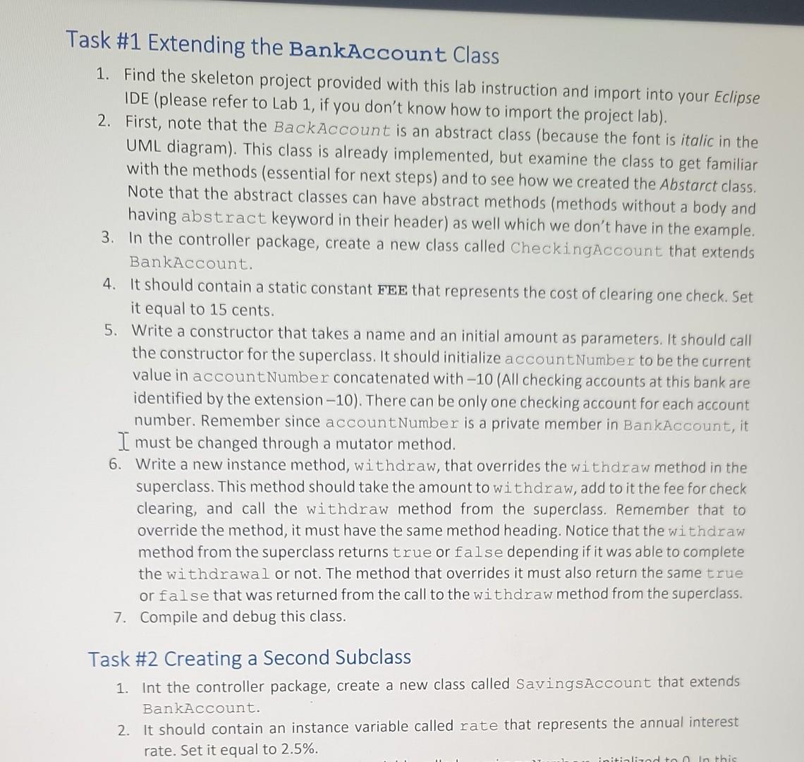 Objectives - Be able to derive a class from an | Chegg.com