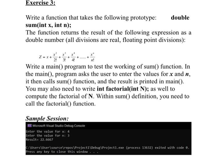 Solved Exercise 3: Write a function that takes the following | Chegg.com