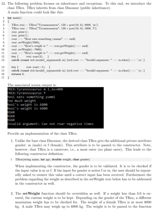 Solved 12. The following problem focuses on inheritance and | Chegg.com