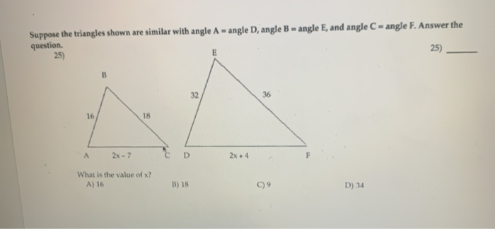 Solved Suppose the triangles shown are similar with angle A | Chegg.com